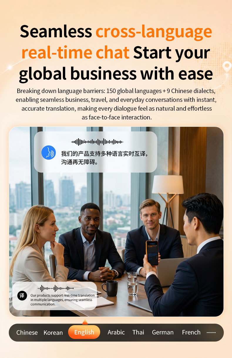 F80 Pro Smart Voice Translator Device One-Click Online Bilingual Translation Orange Color 4.7 Inch Main Screen Dual SIM Card