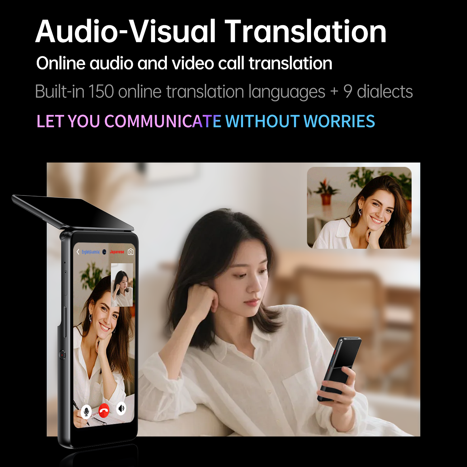 Dual Flip Screen AI Voice Translator T90 Simultaneous Interpretation Offline Photo Translation For Global Distributors