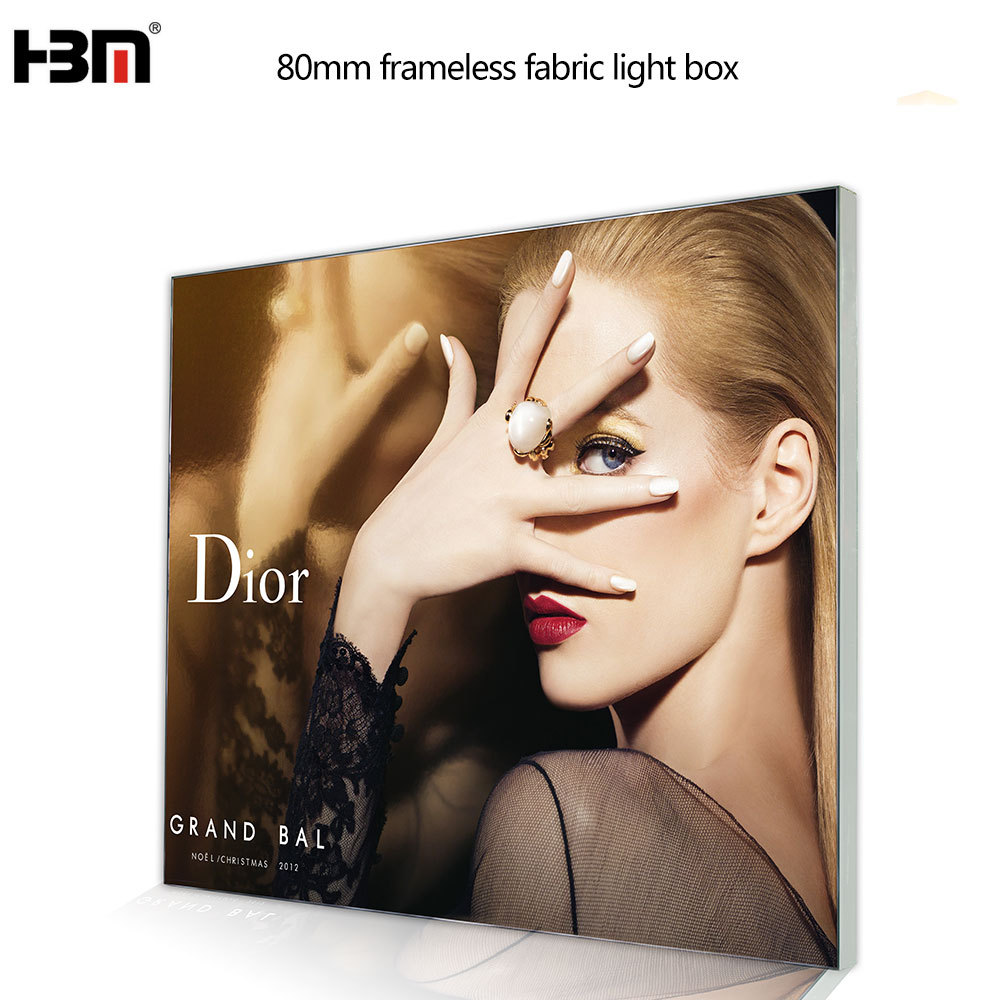 factory price guangzhou hbm fabric tension backlit light box with extrusion aluminum frame,tension light box ,fabric backlit light box