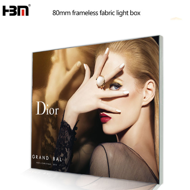 factory price guangzhou hbm fabric tension backlit light box with extrusion aluminum frame,tension light box ,fabric backlit light box