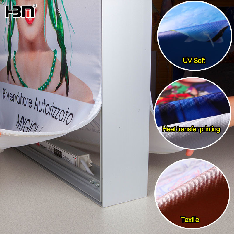 80mm double side light box,80mm Double Sided Fabric LED Light Box Frameless SEG Display HBM