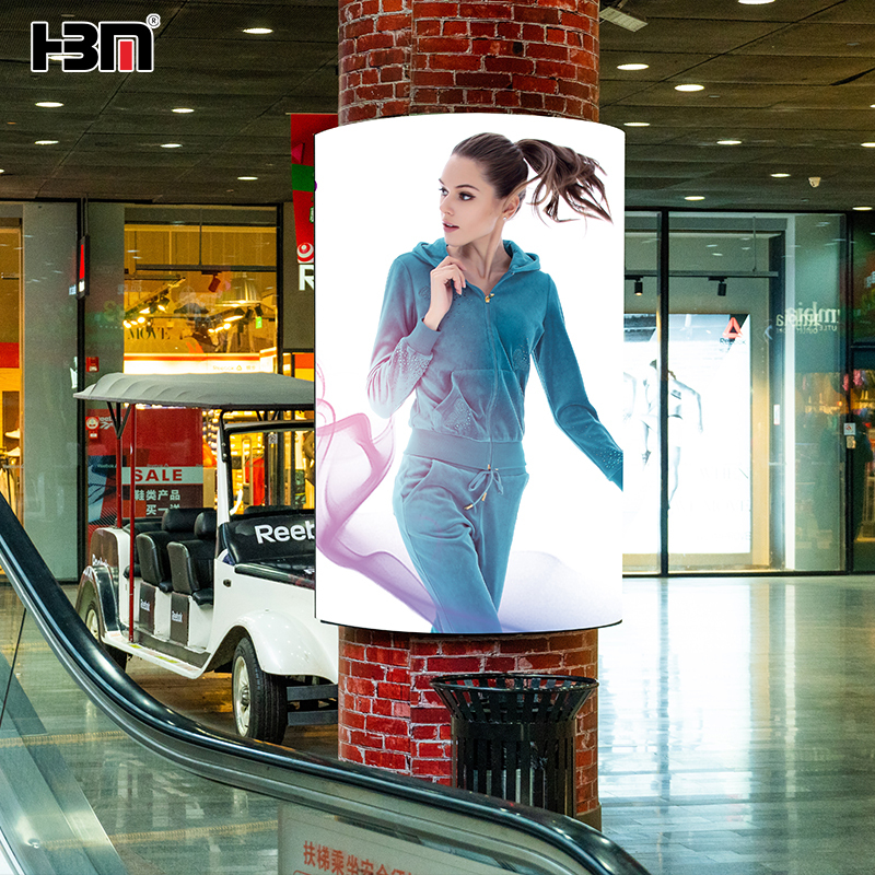 Cylindrical display textile light box,XING HANG YUN Indoor Cylindrical Display With Fabric Backlit Frame