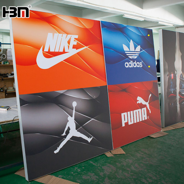 Single side floor standing 80mm depth wall mounted frameless aluminum led fabric light box,XING HANG YUN Frameless Single‑Side LED Fabric Light Box 80mm