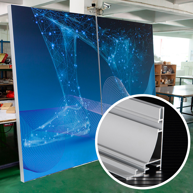 Single side floor standing 80mm depth wall mounted frameless aluminum led fabric light box,XING HANG YUN Frameless Single‑Side LED Fabric Light Box 80mm