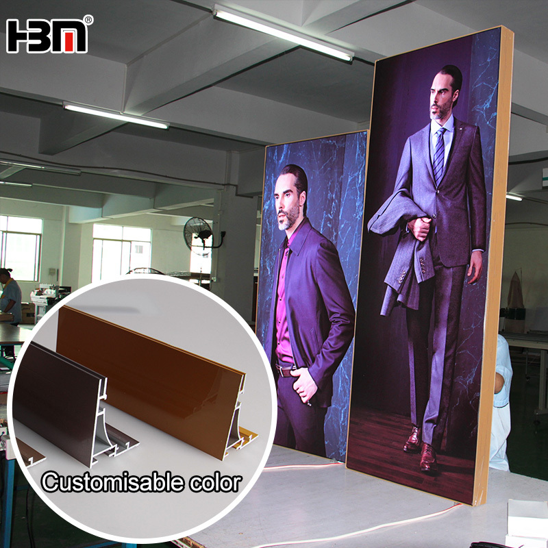 Single side floor standing 80mm depth wall mounted frameless aluminum led fabric light box,XING HANG YUN Frameless Single‑Side LED Fabric Light Box 80mm