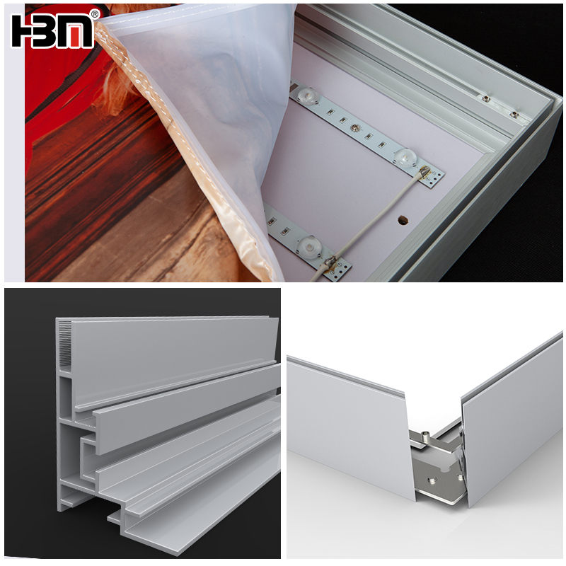 hbm brand slim aluminum profile frame back light advertising light box,XING HANG YUN HBM Slim Aluminum Back‑Light Advertising Light Box Sign