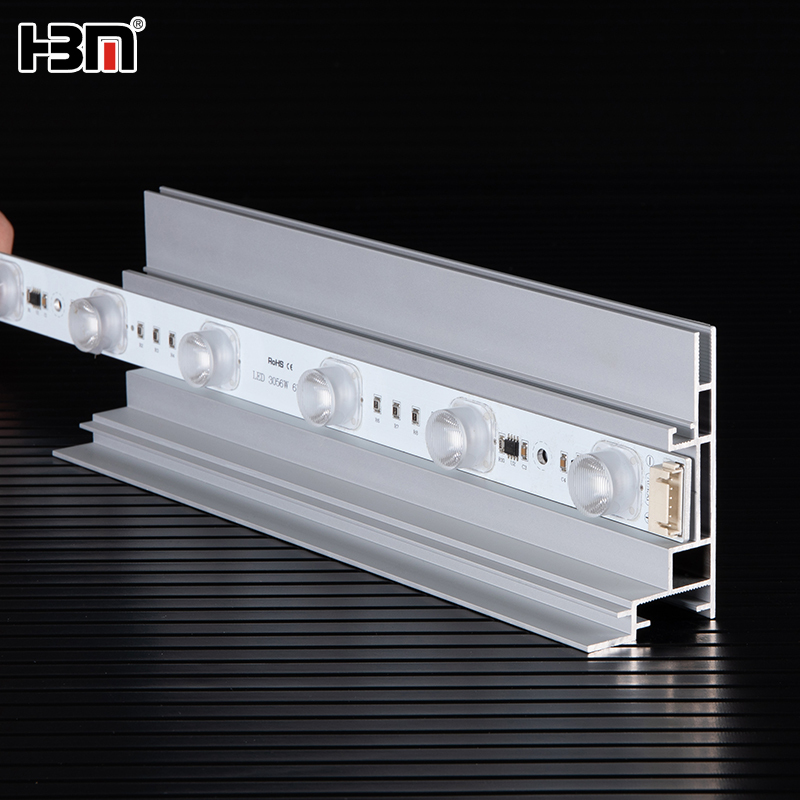 Single side 80mm anodized aluminum extrusion fabric picture profile frame with edgelit LED,XING HANG YUN 80mm Single-Side Edgelit Aluminum Fabric Lightbox Profile