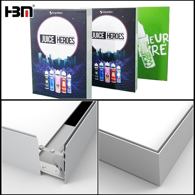Single side 80mm anodized aluminum extrusion fabric picture profile frame with edgelit LED,XING HANG YUN 80mm Single-Side Edgelit Aluminum Fabric Lightbox Profile