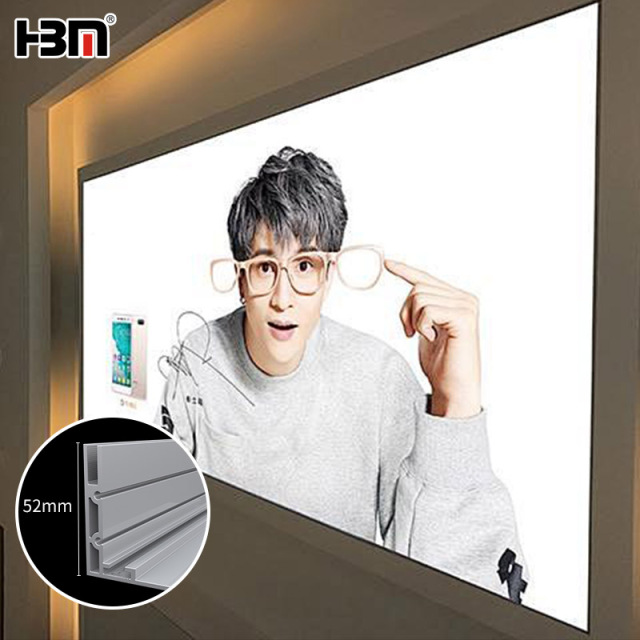 Single side 52mm fabric lightbox extrusion aluminum profile,XING HANG YUN 52 mm Single-Side Fabric Lightbox Aluminum Profile