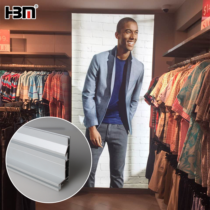 Tension textile aluminum profile single side 100mm frameless aluminum SEG frame,seg frame | fabric light box -HBM manufacture