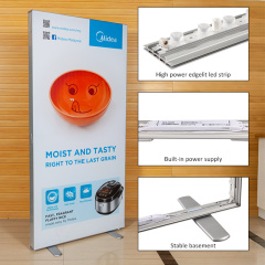 Portable Banner Stand Double Face SEG LED Light Box Illuminated Advertising Sign with Pull Rod Trolley & Hand Carry Bag Easy Installation For  Exhibition Display,
