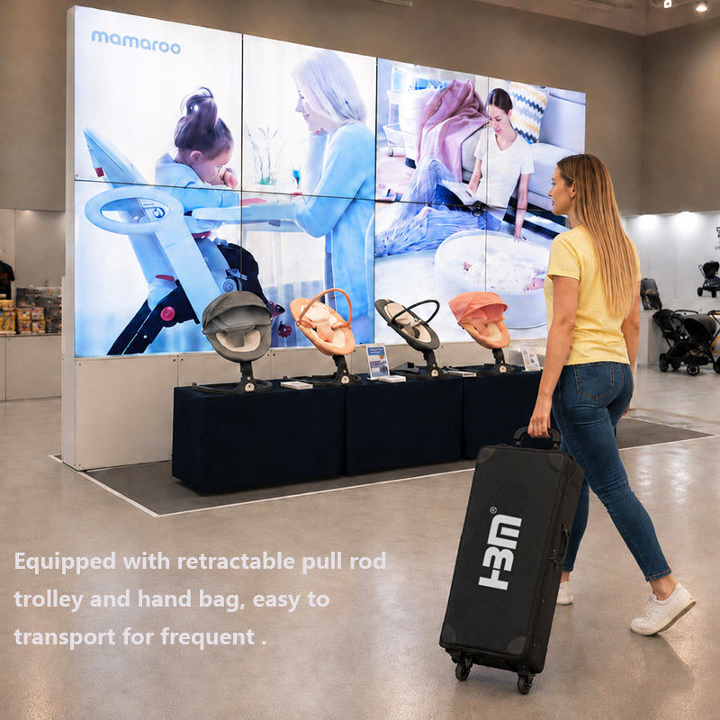 Portable Banner Stand Double Face SEG LED Light Box Illuminated Advertising Sign with Pull Rod Trolley & Hand Carry Bag Easy Installation For  Exhibition Display,
