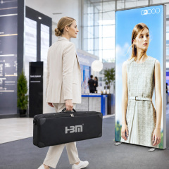 Portable Banner Stand Double Face SEG LED Light Box Illuminated Advertising Sign with Pull Rod Trolley & Hand Carry Bag Easy Installation For  Exhibition Display,