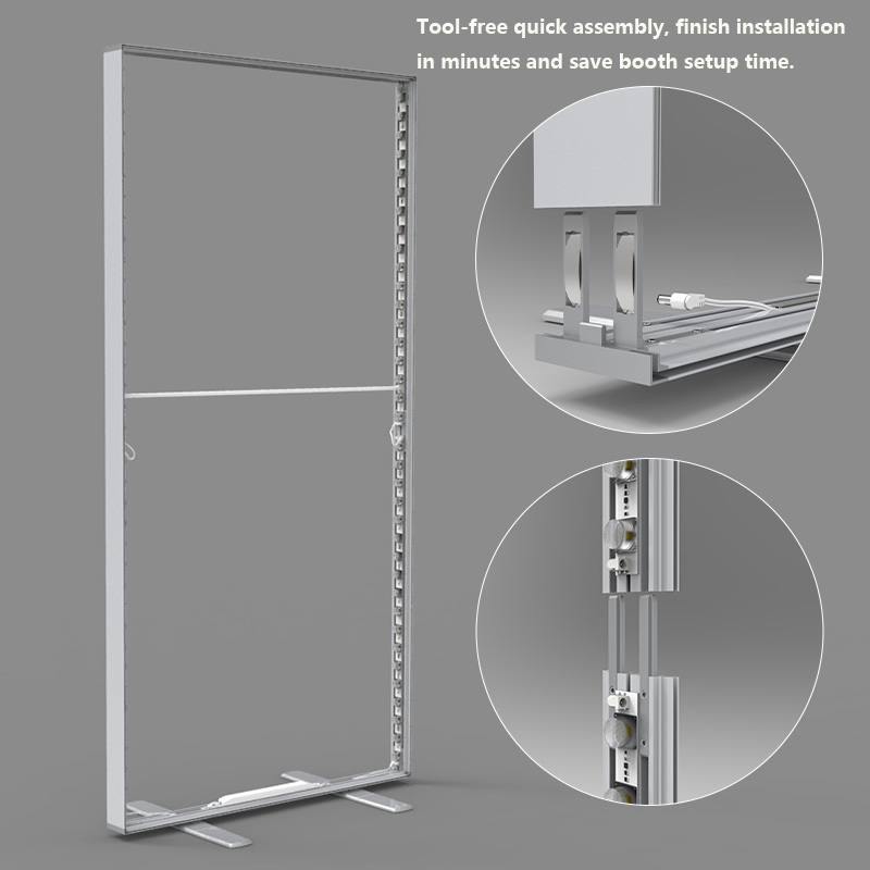 Portable Banner Stand Double Face SEG LED Light Box Illuminated Advertising Sign with Pull Rod Trolley & Hand Carry Bag Easy Installation For  Exhibition Display,