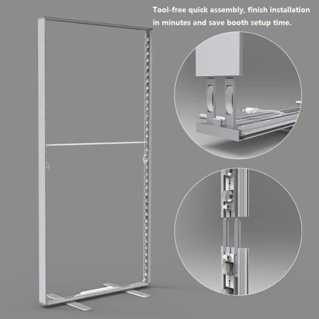 Portable Banner Stand Double Face SEG LED Light Box Illuminated Advertising Sign with Pull Rod Trolley & Hand Carry Bag Easy Installation For  Exhibition Display,