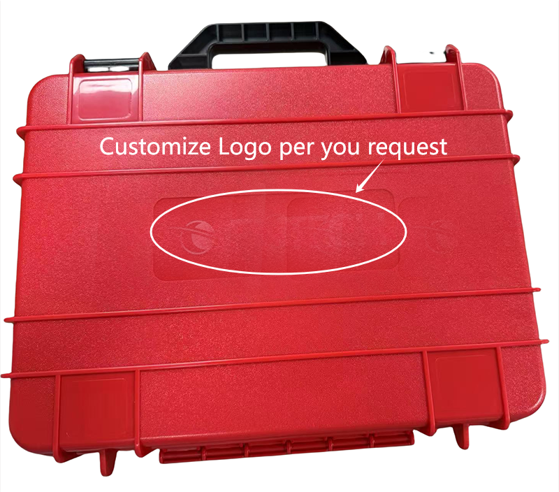 Hardened plastic toolbox with red and yellow color