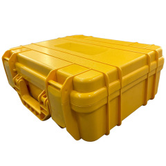 Hardened plastic toolbox with red and yellow color