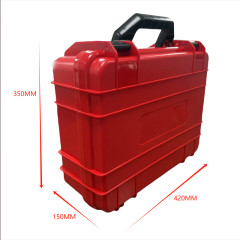 Hardened plastic toolbox with red and yellow color