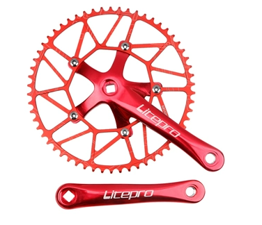 Litepro Square-Shaped Crank folding with red color for Litepro 130BCD folding bike, Five-Jaw Al Alloy Hollow Integrated Bicycle Crank Folding / Road Bike for Cycling