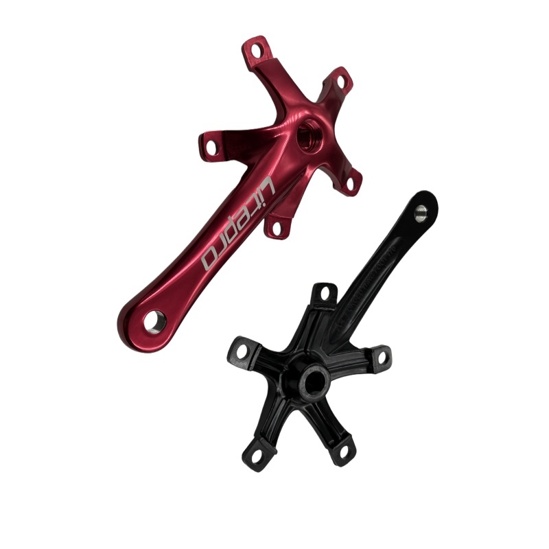 Litepro Square-Shaped Crank folding with red color for Litepro 130BCD folding bike, Five-Jaw Al Alloy Hollow Integrated Bicycle Crank Folding / Road Bike for Cycling