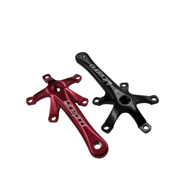 Litepro Square-Shaped Crank folding with red color for Litepro 130BCD folding bike, Five-Jaw Al Alloy Hollow Integrated Bicycle Crank Folding / Road Bike for Cycling