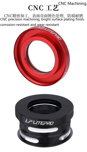 OEM LP LITEPRO Aluminum Alloy Cycling Headset for Folding Bike Fit 44mm Bearings Straight Tube Bicycle Headset