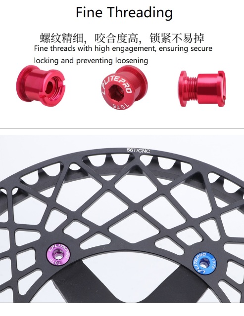 Custom LP Litepro CNC Machining Parts Fastener Single Chainring Bolts Aluminium Chainring Bolt Bicycle Parts For Folding, Road, and Mountain Bikes