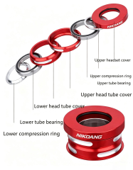 OEM NIKOANG Aluminum Alloy Cycling Headset for Folding Bike Fit 28.6*44mm Bearings Straight Tube Bicycle Headset