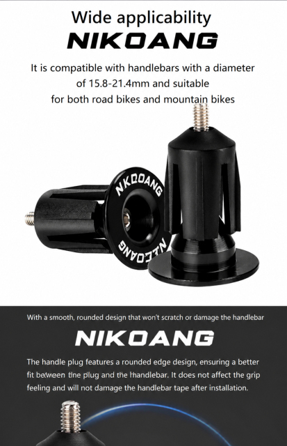 NIKOANG Aluminum Alloy Handle End Plugs, Bicycle Handlebar End Caps for Mountain Bikes, Road Bikes and Drop Bars, Expansion-Locked Handlebar End Plugs