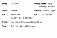 OEM NIKOANG Bicycle Handlebar Riding Equipment Rapid Handlebar 25.4mm Aluminum Alloy Folding Bike Handlebar