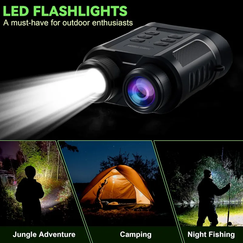 WONGKUO Night Vision Goggles - 5W Upgraded 4K HD IR Binoculars - 8X Digital Zoom, Rechargeable Binoculars with Camera Built in, 32GB Card to Save Photos and Videos, Flashlight for Camping Hunting