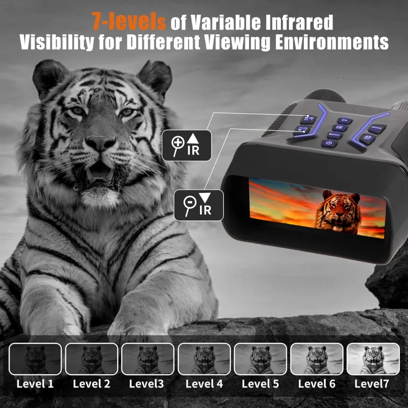4K Night Vision Binoculars for Adults & Kids - Night Vision Goggles, 4.5" Large Screen,7-Level IR,Wildlife Observation,36MP/4K with 32GB TF Card, 4500mAh Rechargeable Battery for Camping & Security