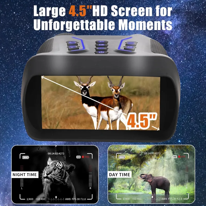 4K Night Vision Binoculars for Adults & Kids - Night Vision Goggles, 4.5" Large Screen,7-Level IR,Wildlife Observation,36MP/4K with 32GB TF Card, 4500mAh Rechargeable Battery for Camping & Security