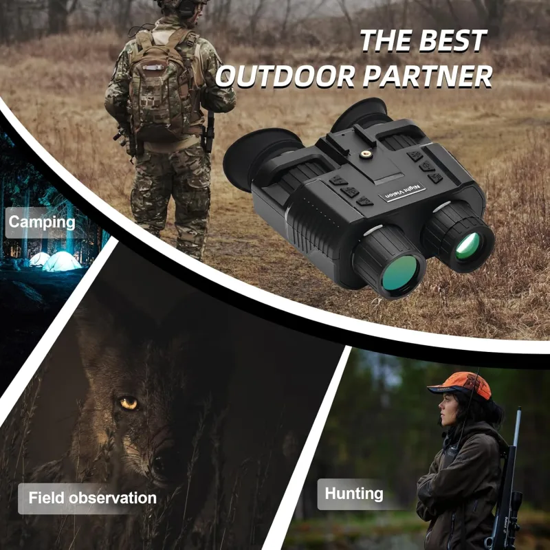 BINOCK NV8000 Night Vision Goggles Head-Mounted, 4K Night Vision Binoculars for Adult, 3D Naked-Eye Display Infrared NVG for Helmet with 7 Level Brightness Adjustment, Waterproof
