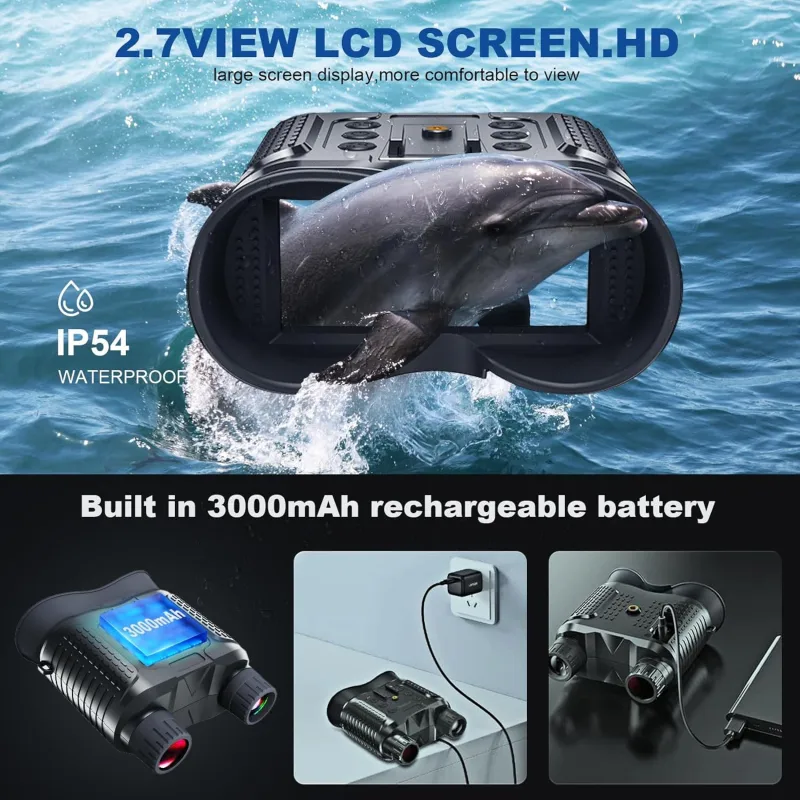 Night Vision Goggles,Rechargeable Night Vision Binoculars for Adults,2.7"Large Screen can Save1080P Video and12M Photo,Compatible with Fast MICH Helmet,Include 32GB SD Card &night vision goggles mount
