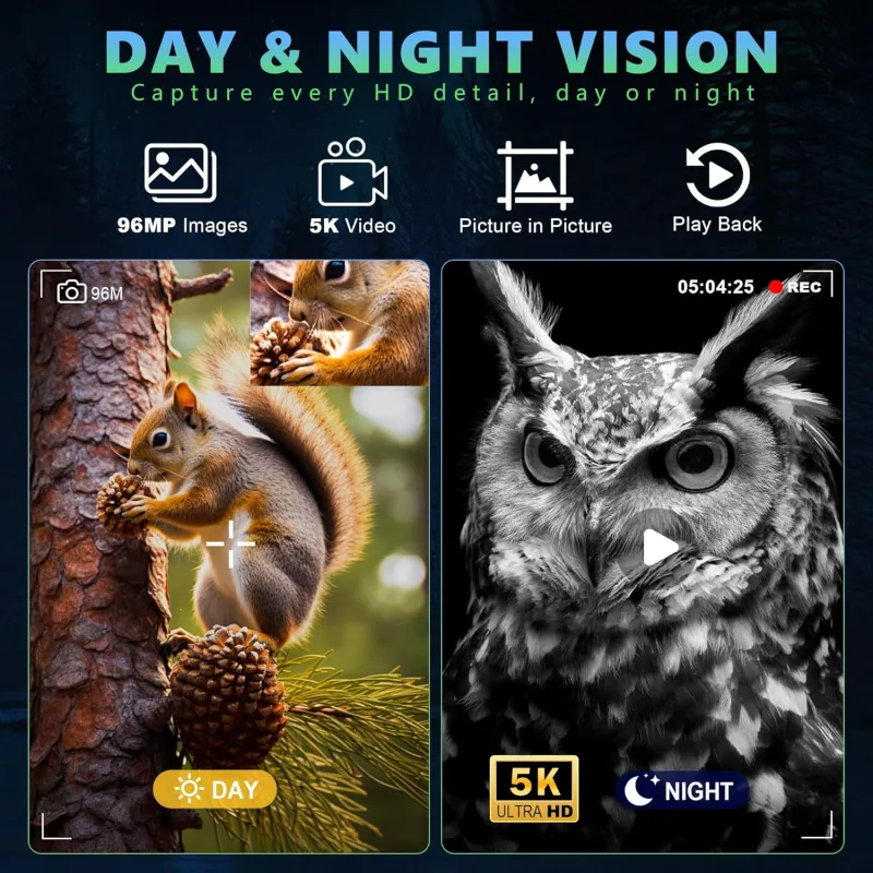 Night Vision Goggles - 5K Night Vision Binoculars for Adults, 10X Digital Zoom, 4'' UHD IPS Screen and 64GB TF Card for Photos and Videos Perfect for Outdoor Camping and Wildlife Observation