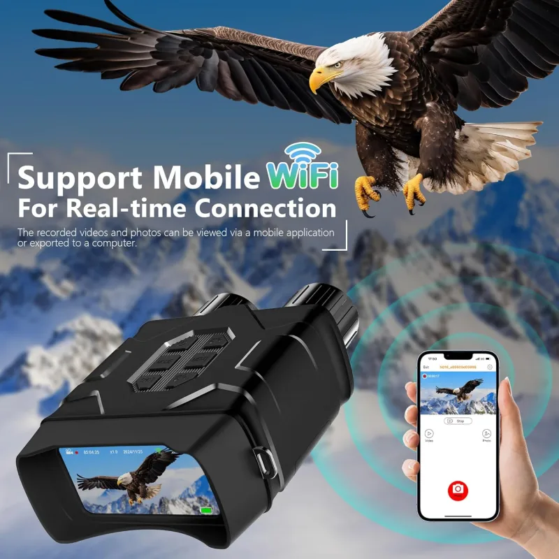 Night Vision Goggles - 5K Night Vision Binoculars for Adults, 10X Digital Zoom, 4'' UHD IPS Screen and 64GB TF Card for Photos and Videos Perfect for Outdoor Camping and Wildlife Observation