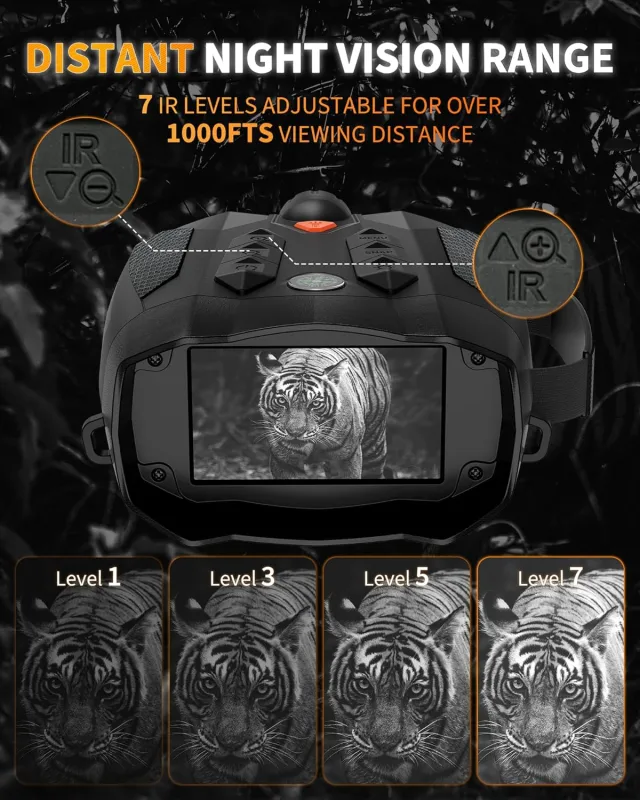 Night Vision Goggles - 4k Night Vision Binoculars for Adults - 3'' HD Screen Binoculars Can Save Photo and Video with - 5000mah Fast Charging Gear for Hunting & Camping(Black)