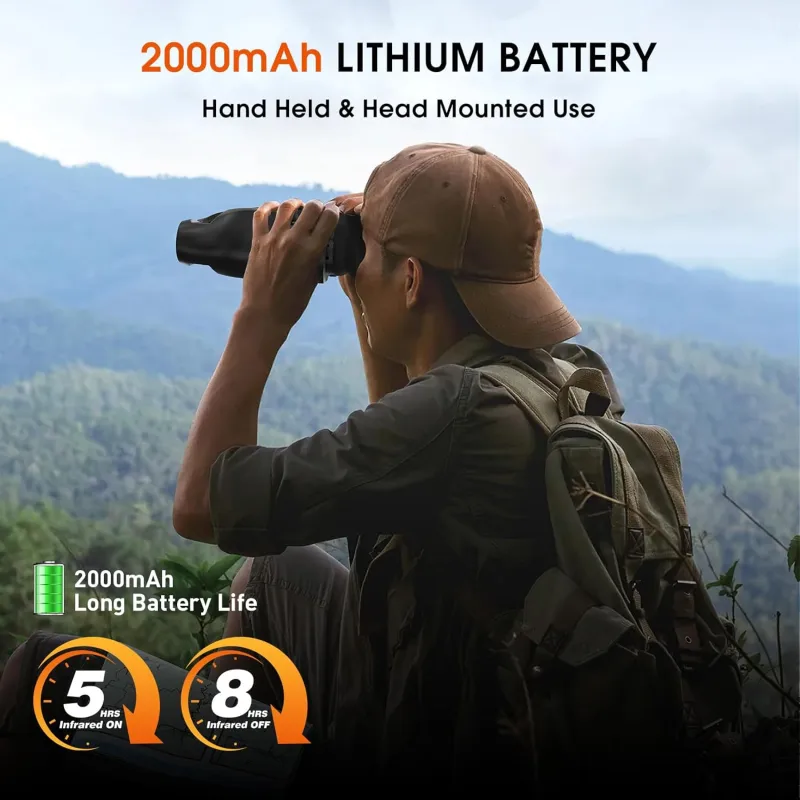 Night Vision Goggle Head Mounted Hands Free Infrared Night Vision Binoculars USB Rechargeable Night Vision Goggle with Head Strap 5X Digital Zoom 32GB SD Card Compatible with Helmet