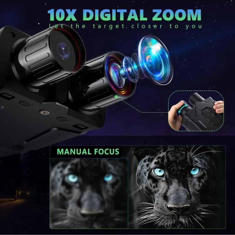 Night Vision Goggles - 5K Night Vision Binoculars for Adults, 10X Digital Zoom, 4'' UHD IPS Screen and 64GB TF Card for Photos and Videos Perfect for Outdoor Camping and Wildlife Observation