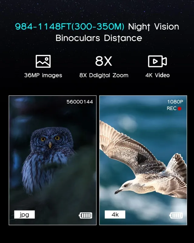 4K Night Vision Goggles, 1148FT Night Vision Binoculars with 3.2'' HD Screen, 8X Digital Zoom, 32GB Card, Binoculars Night Vision That can Take Photos and Videos for Camping Farm & Security