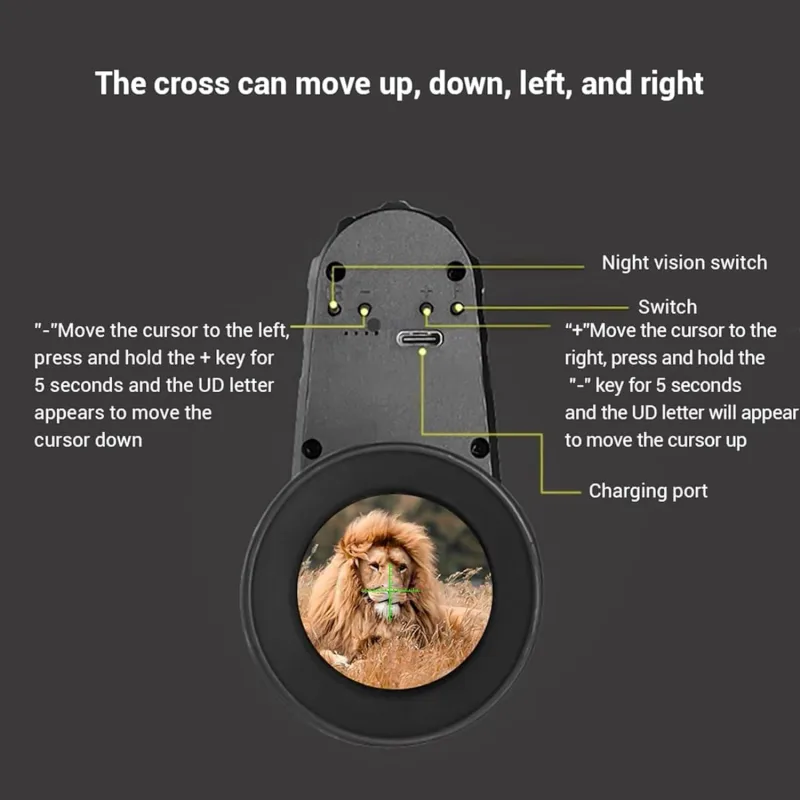 Head-Mounted Night Vision Goggles with Elastic Head Strap, Default 7X Magnification, NVG Visual Distance 350M with Riflescope 1.54 in HD Screen, Rechargeable, for Hunting, Camping Surveillance