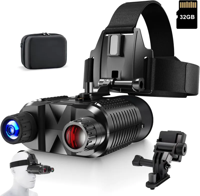 Night Vision Goggles,Rechargeable Night Vision Binoculars for Adults,2.7"Large Screen can Save1080P Video and12M Photo,Compatible with Fast MICH Helmet,Include 32GB SD Card &night vision goggles mount
