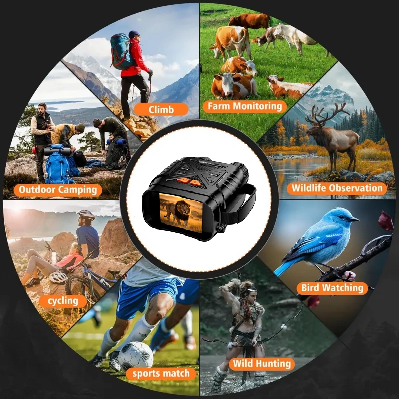 Night Vision Binoculars for Adults, Night Vision Goggles, HD Screen Thermal Binoculars Support to Photos and Videos for Outdoor Hunting Camping and Wildlife Observation with 64GB TF Card