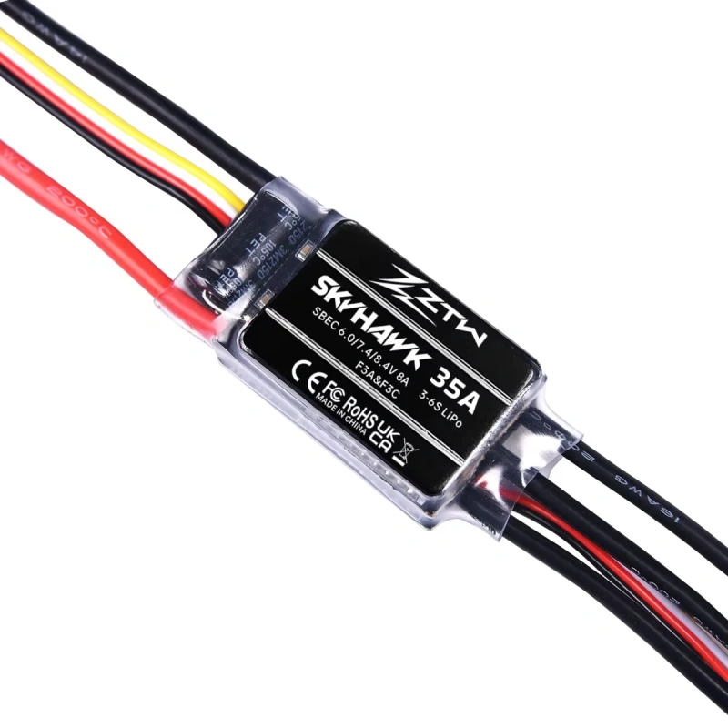 ZTW Skyhawk 35A ESC 3-6S Adjustable 6V/7.4V/8.4V SBEC 8A Speed Controller For RC Airplane 250-300 Class Helicopter Fixed-wing