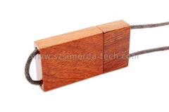 Lanyard Wooden USB Flash Drive red wood pendrive 4GB 8GB 16GB 32GB 64GB bamboo Memory Stick logo engraving wedding gifts