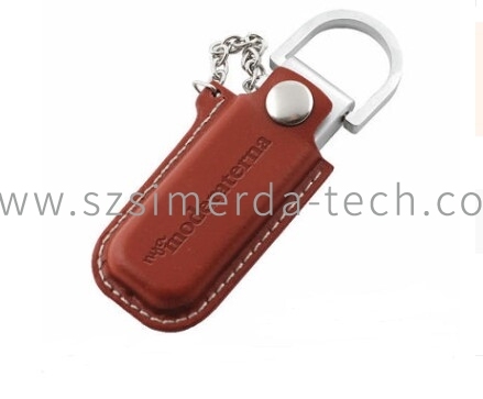 Leather USB stick with metal USB2.0