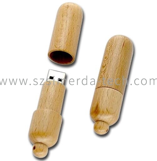 OEM flash memory usb Round Wooden USB Flash Drive with Keychain