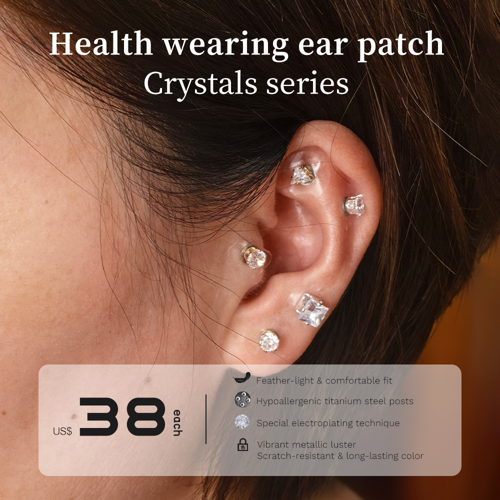 Pure & Translucent Five Elements Wellness Ear Studs, Crystal Version