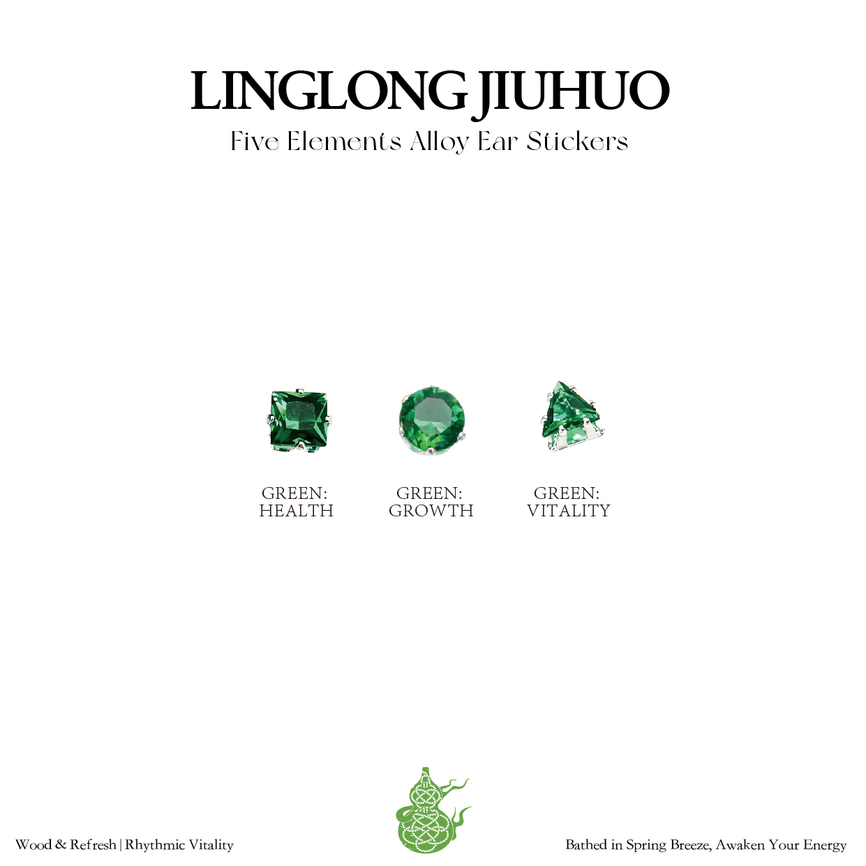 Pure & Translucent Five Elements Wellness Ear Studs, Crystal Version